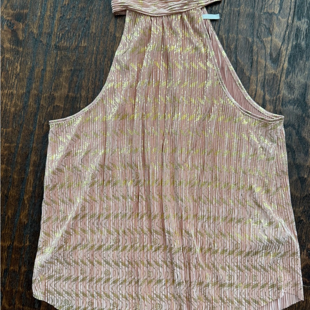 Sleeveless Pink Metallic Halter Top
